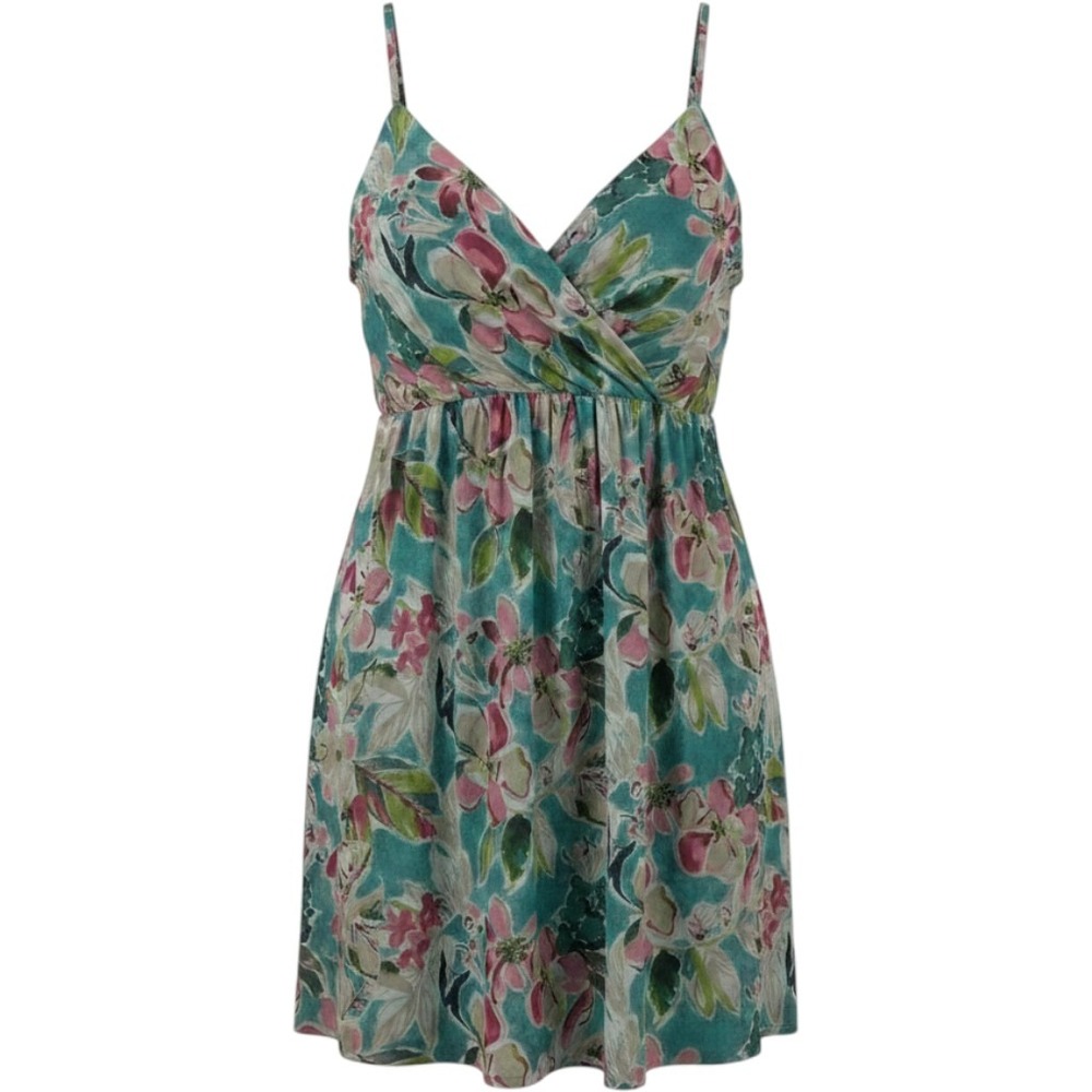Floral Teal Wrap Sundress - Women's